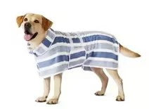 Quick-Drying Dog Bathrobe - Striped Super Absorbent Pet Towel Robe with Adjustable Belly Band