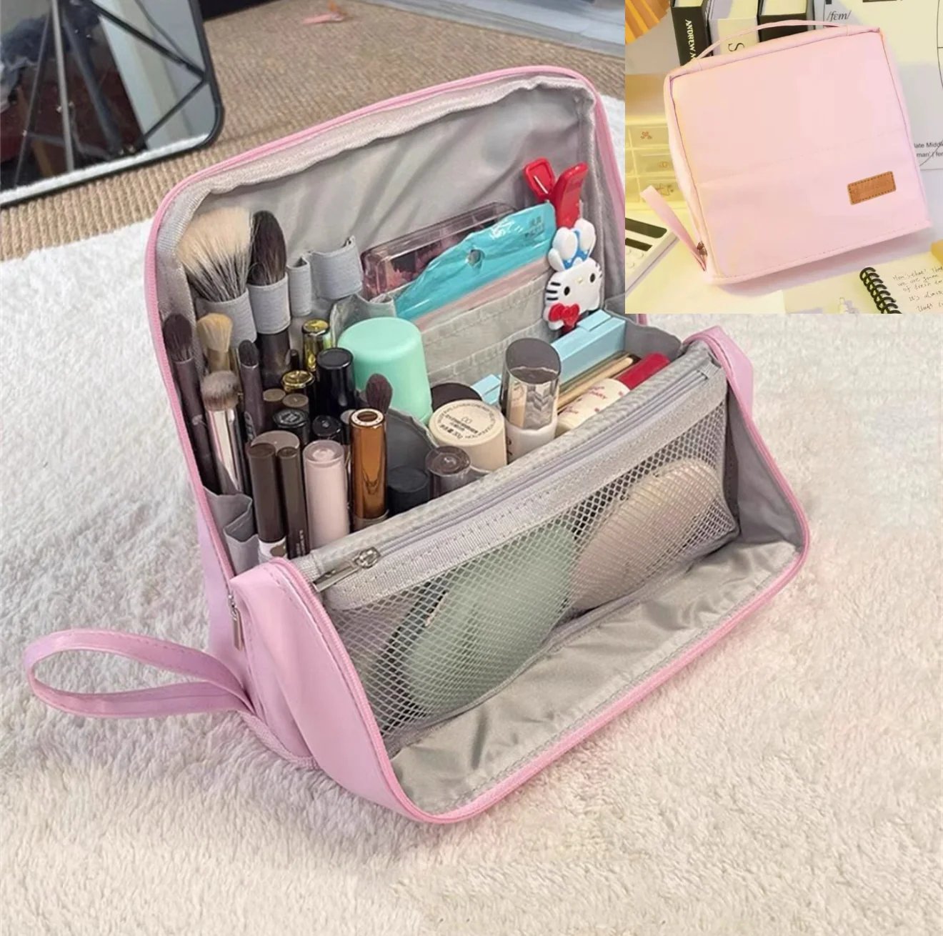 🔥Portable Large Capacity Standing Makeup Bag